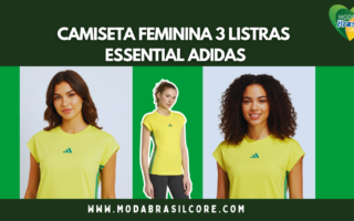Camiseta do brasil Feminina 3 Listras Essential Adidas