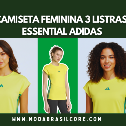 Camiseta do brasil Feminina 3 Listras Essential Adidas