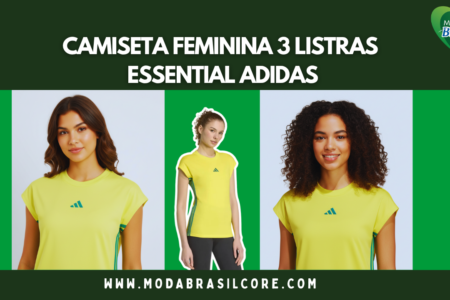 Camiseta do brasil Feminina 3 Listras Essential Adidas