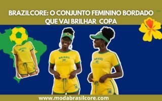 Conjunto short e cropped amarelo do brasil retrô