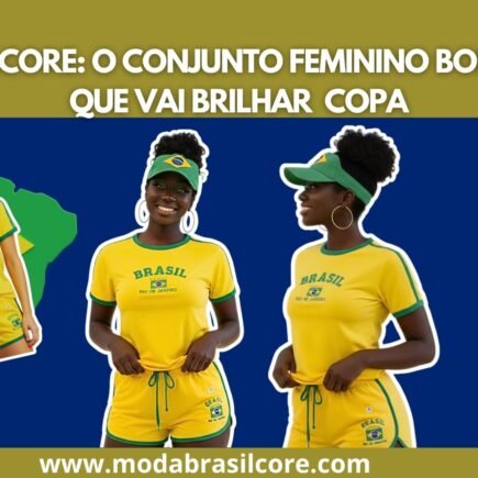 Conjunto short e cropped amarelo do brasil retrô