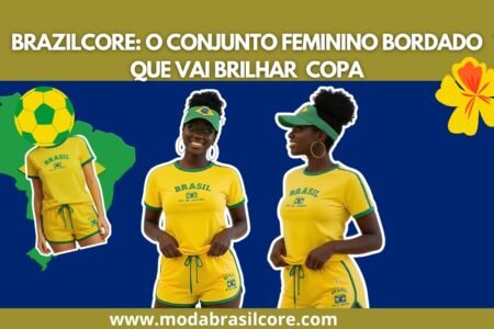 Conjunto short e cropped amarelo do brasil retrô