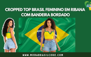 Cropped Top Brasil Feminino Em Ribana