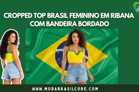 Cropped Top Brasil Feminino Em Ribana
