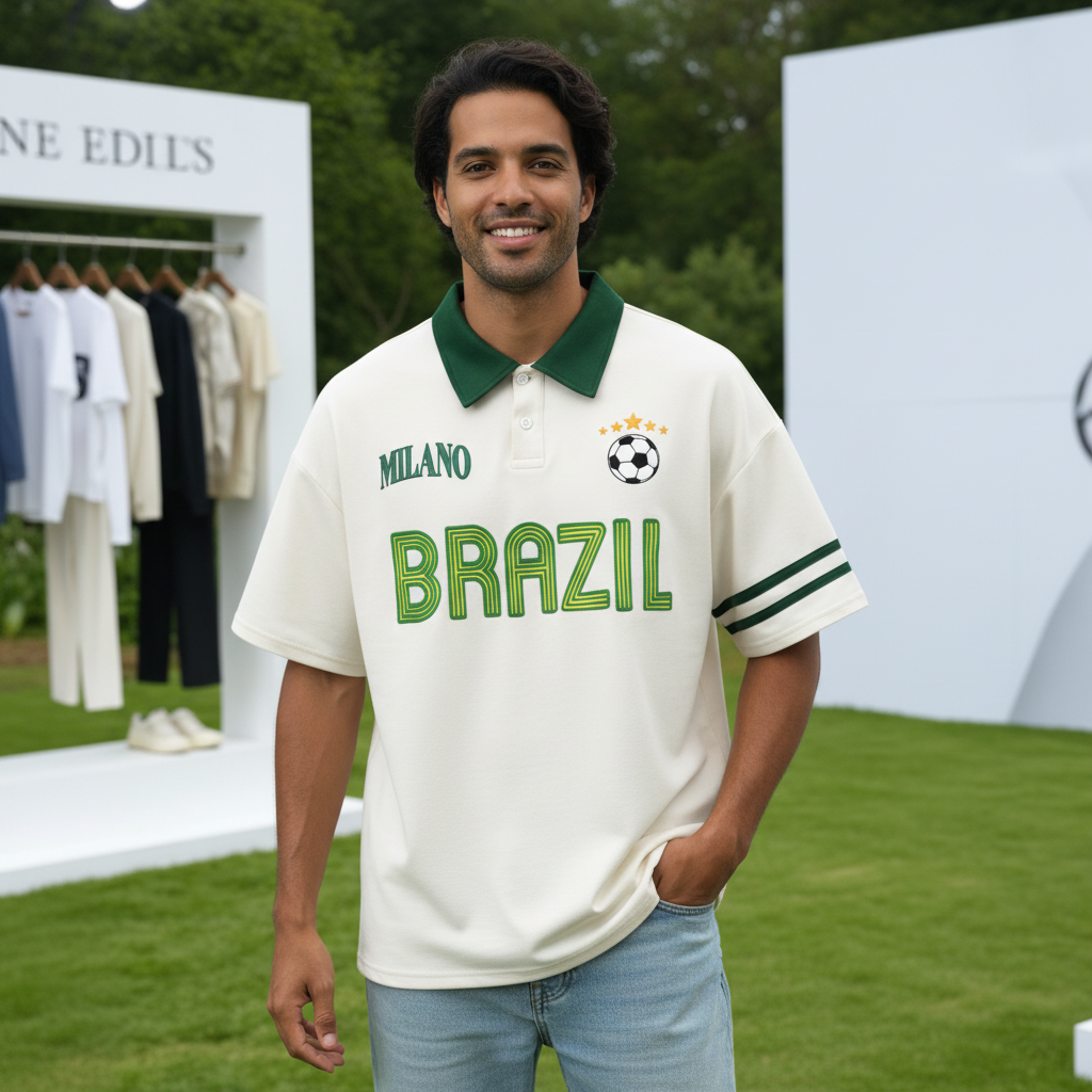 Camisas Polo  branca e verde Masculinas do Brasil da vendida na Temu  