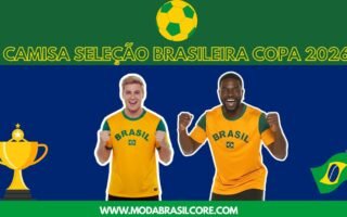 Dois homens usando a Camisa Seleção Brasileira Brasil Oficial Licenciada 2026
