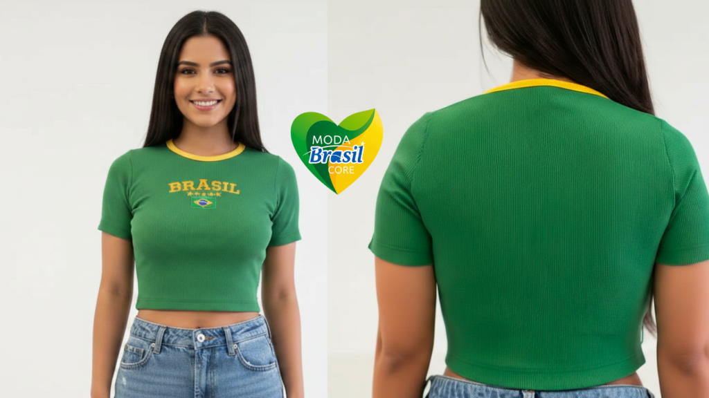 Blusinha Brasil Feminina Para Torcer Modeladora Tendência verde