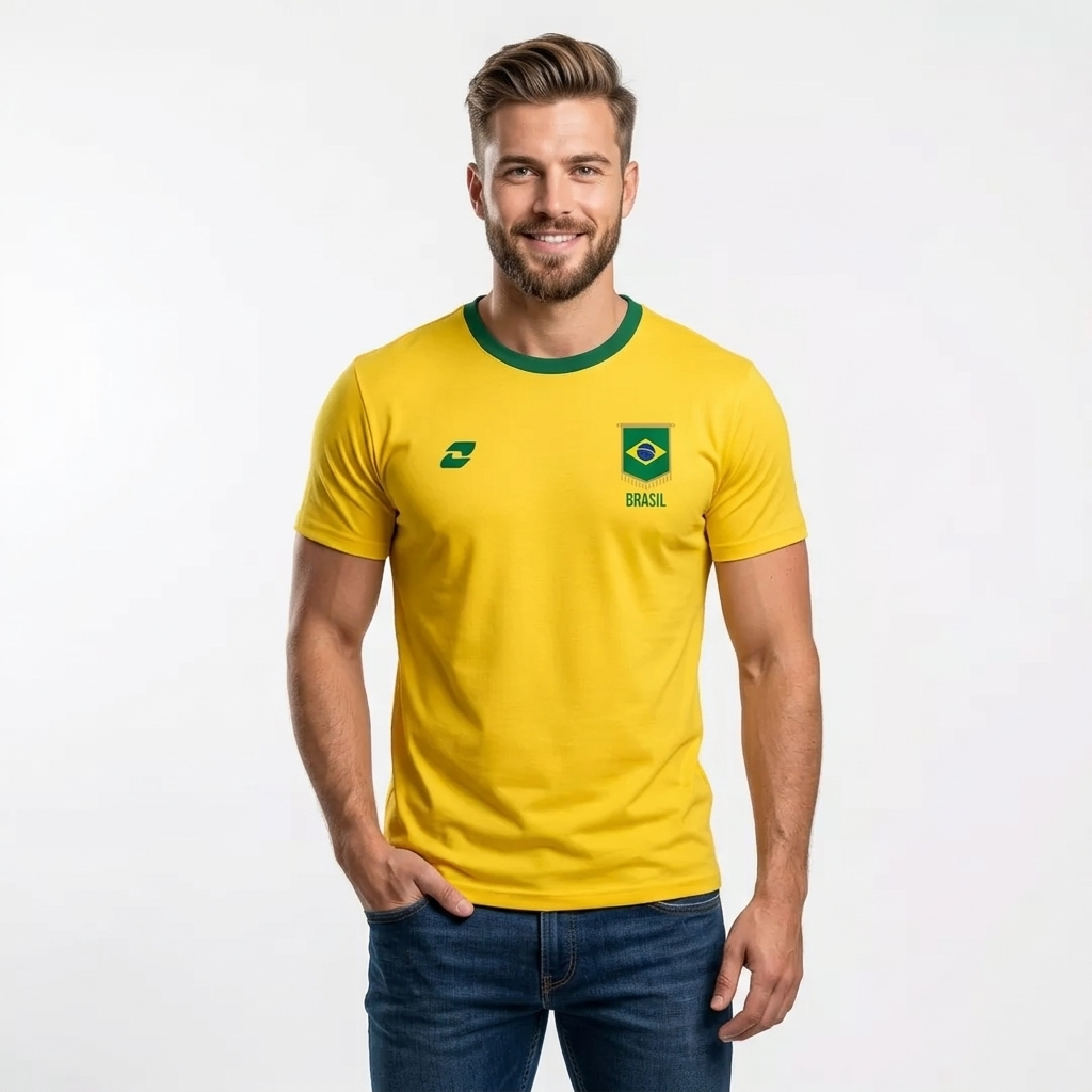 Camisa Brasil Camiseta Torcedor Brasil Futebol Masculina Dry Fit
