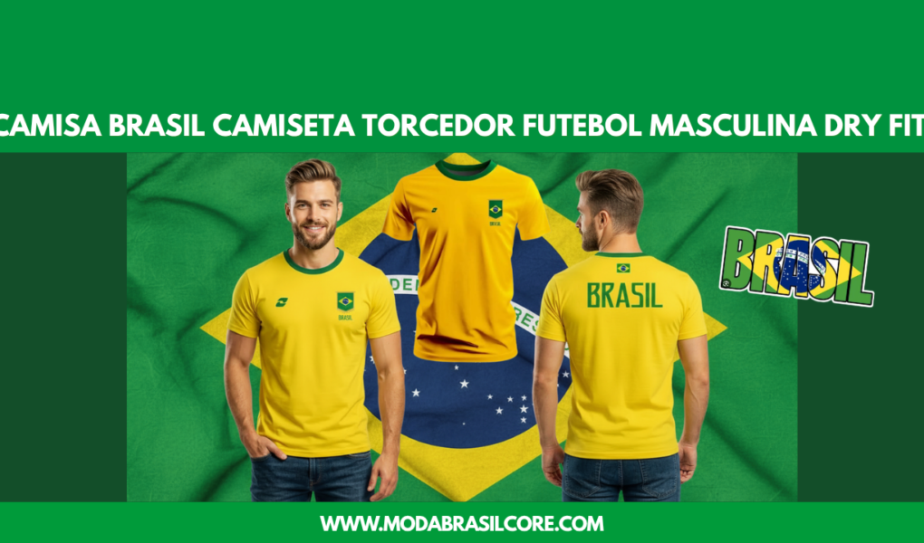 Camisa Brasil Camiseta Torcedor Amarela Futebol Masculina Dry Fit UV