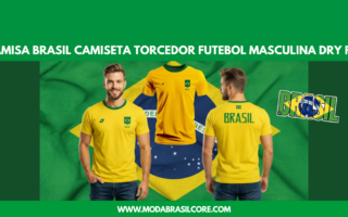 Camisa Brasil Camiseta Torcedor Amarela Futebol Masculina Dry Fit UV