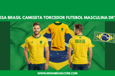 Camisa Brasil Camiseta Torcedor Amarela Futebol Masculina Dry Fit UV