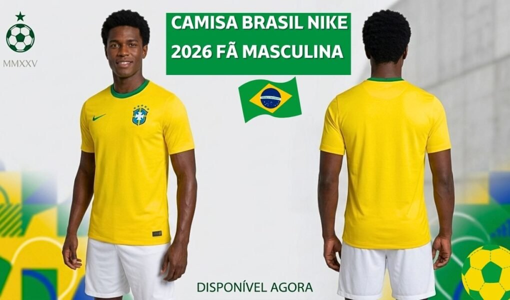 Camisa Brasil Nike 2026 Fã Masculina cor amarela original