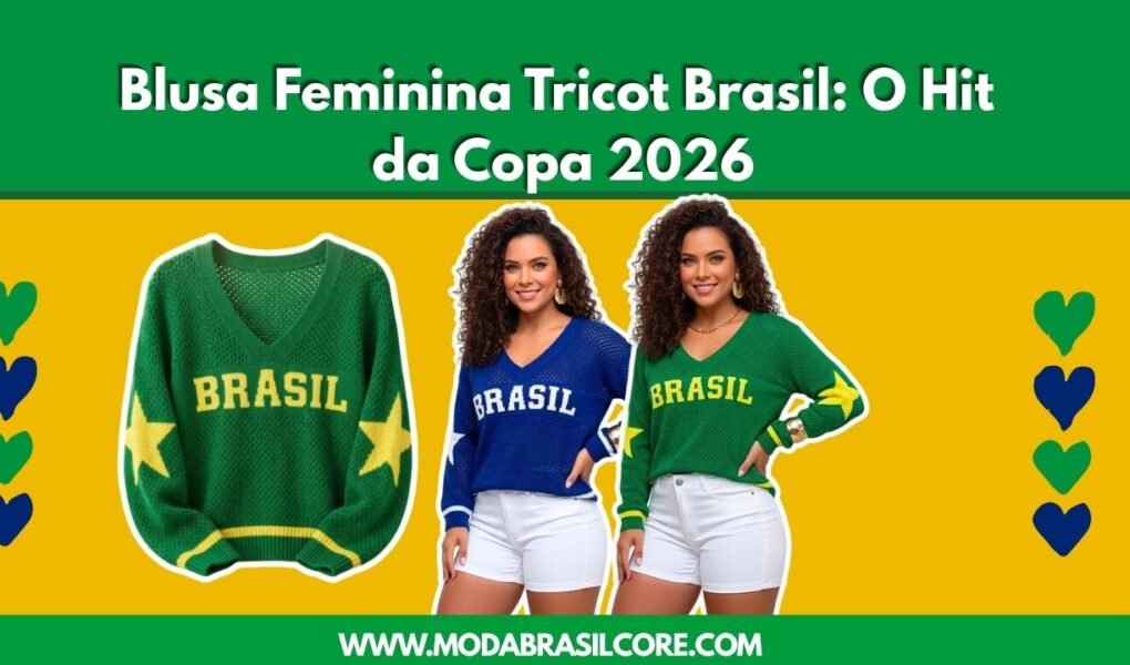 Mulher usando Blusa Feminina Tricot Brasil