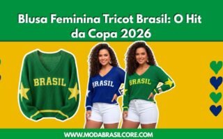 Mulher usando Blusa Feminina Tricot Brasil