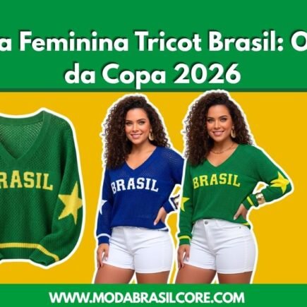 Mulher usando Blusa Feminina Tricot Brasil
