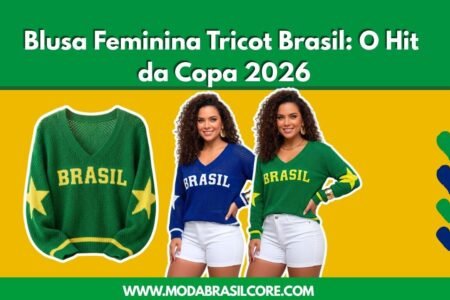 Mulher usando Blusa Feminina Tricot Brasil