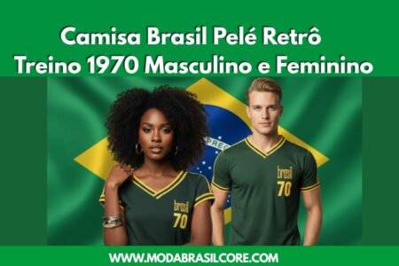 Homem e mulher Camisa Brasil Pelé Retrô Treino 1970