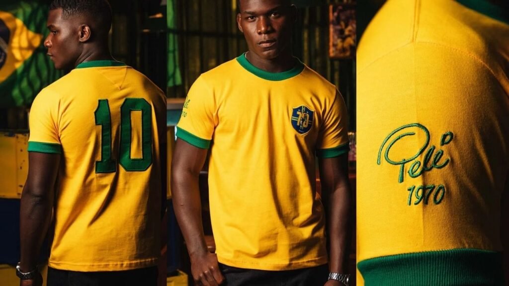 Camisa Brasil 1970 do Pelé retro amarela
