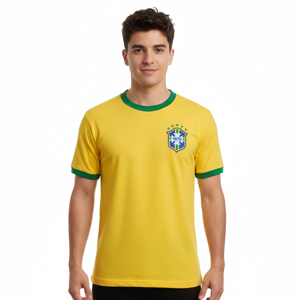 Homem Camiseta Brasil Alternativa Copa 70 Torcedor Algodão