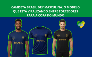 Camiseta Brasil Dry Masculina: preto e azul