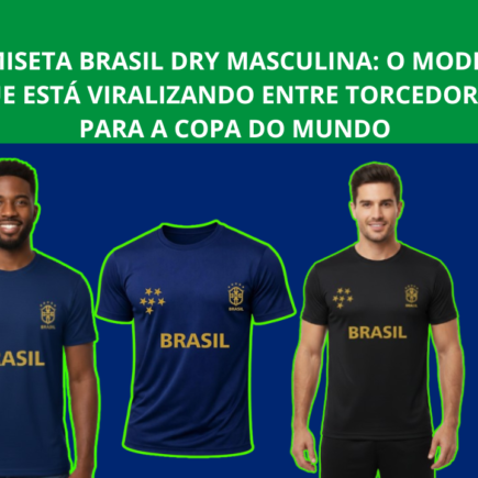 Camiseta Brasil Dry Masculina: preto e azul
