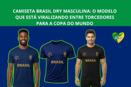 Camiseta Brasil Dry Masculina: preto e azul