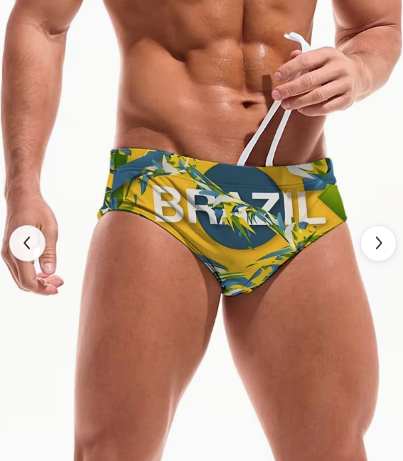 homem usando sunga do Brazil verde e amarela