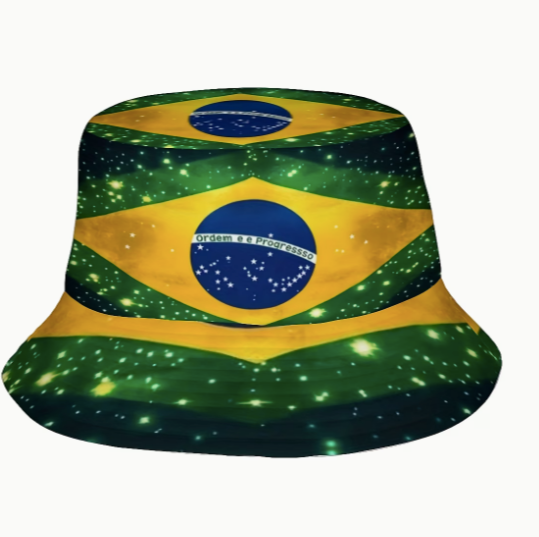 Bucket hat Brasil Copa 2026 Temu - Modelo Bucket Hat Bandeira Brasil Galáxia