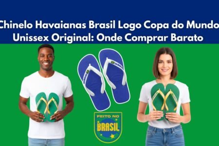 homem e mulher segurando Chinelo Havaianas Brasil Logo Copa do Mundo