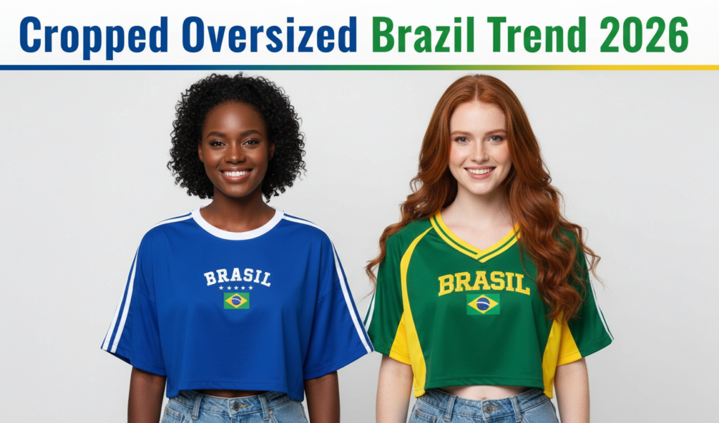 Cropped Oversized feminina do Brasil Tendência 2026
