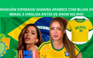 shakira esta com. blusa do brasil e lanchou uma musica com anitta