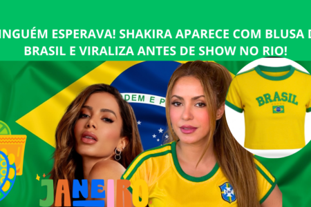 shakira esta com. blusa do brasil e lanchou uma musica com anitta