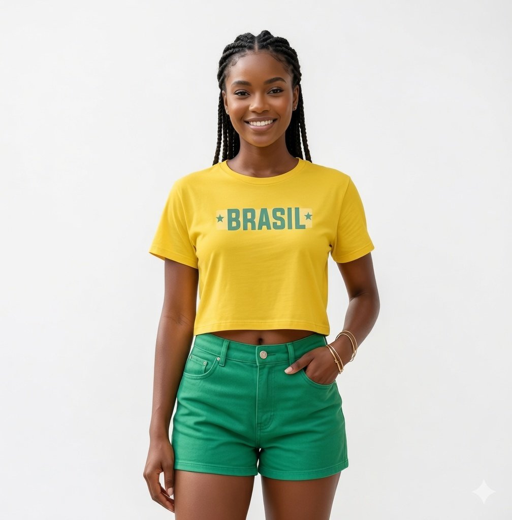 Camisa feminina do brasil cor amarela, para a copa do mundo
