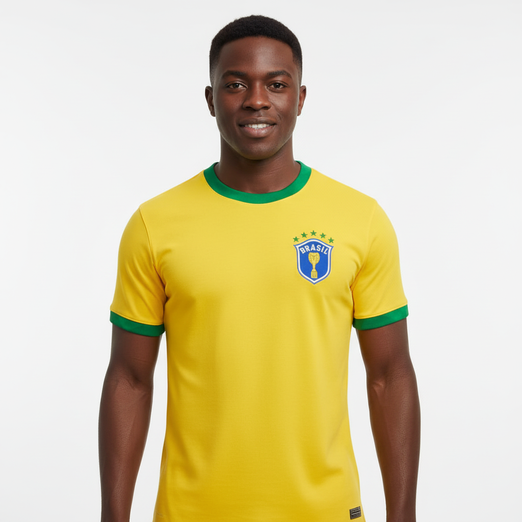 camisa retrô, amarela Camisa Masculina Brasil Retrô Camiseta Dryfit