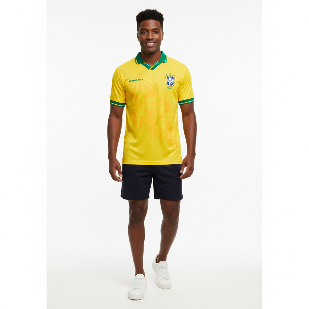 Homem com Camisa do Brasil 1994 Amarela Retrô