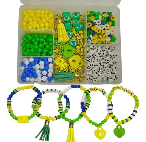 Kit Pulseira do Brasil Torcedor (Miçangas)