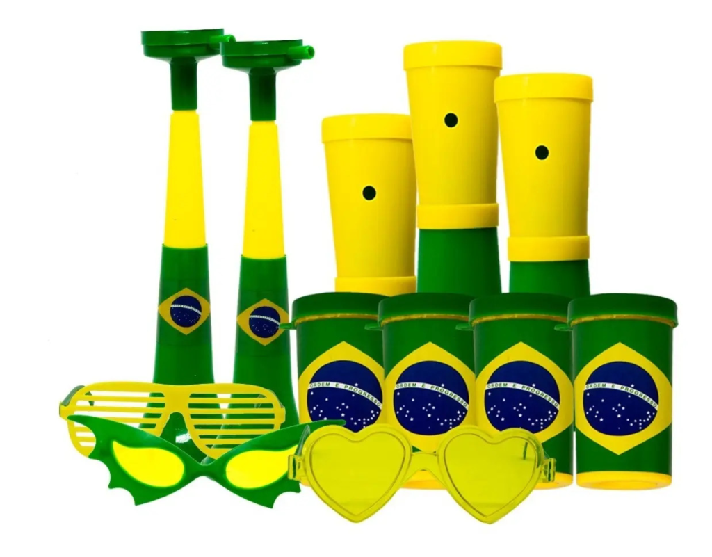Kit Torcida Copa do Mundo  do. brasilCorneta, Apito e Óculos