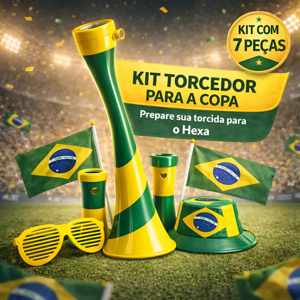  Kit Corneta  com itens Vuvuzela Brasil