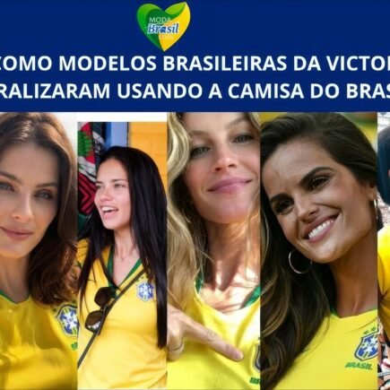 Modelos brasileiras da victoria secrets usando camisas do brasil copa
