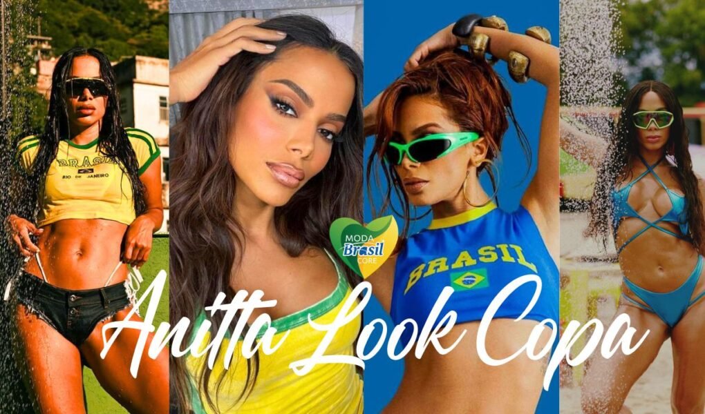 Anitta Look do brasil cores amarelas,verde,azul