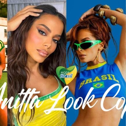 Anitta Look do brasil cores amarelas,verde,azul