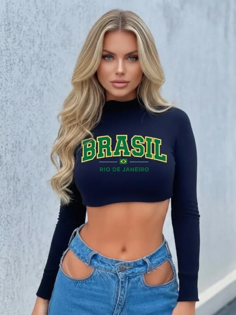 blusa cropped brasil feminina