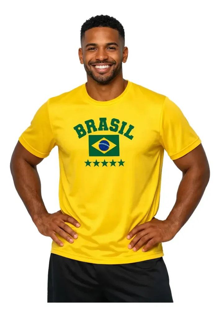 Camiseta Brasil Masculina Meia Manga