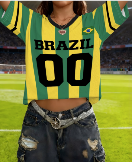 Camiseta oversized verde Brasil feminina