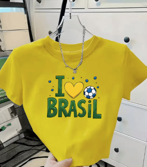 Top cropped amarelo Ilove brasil