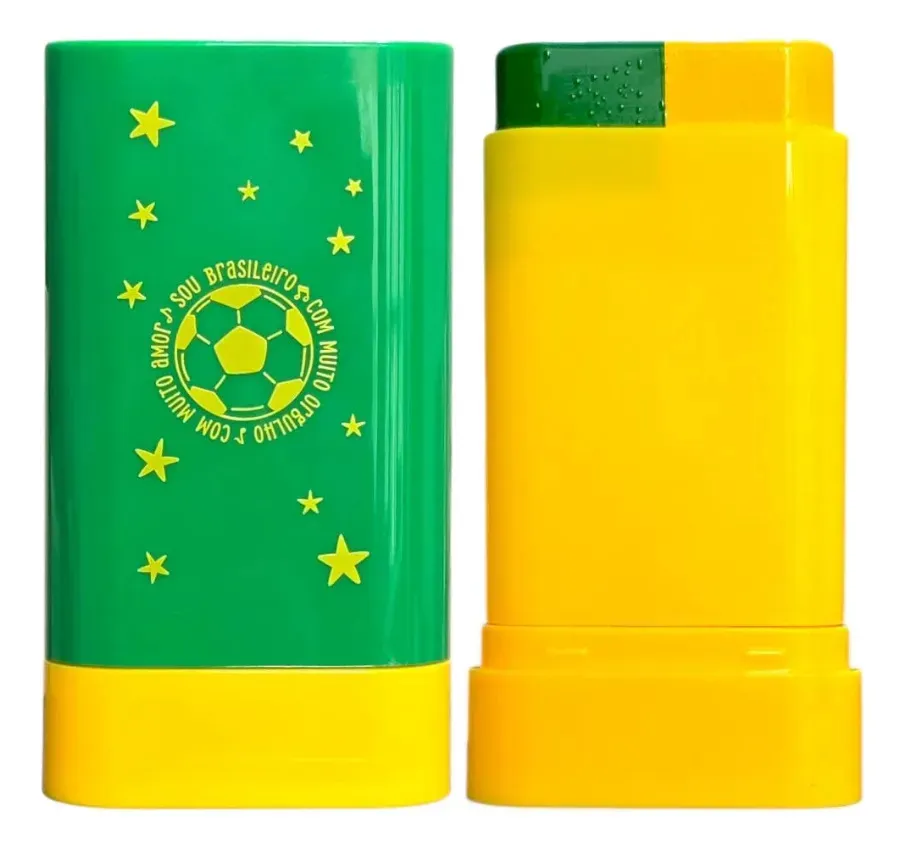Maquiagem brasil copa, tinta facial stick brasil, maquiagem verde e amarela, pintura facial copa do mundo