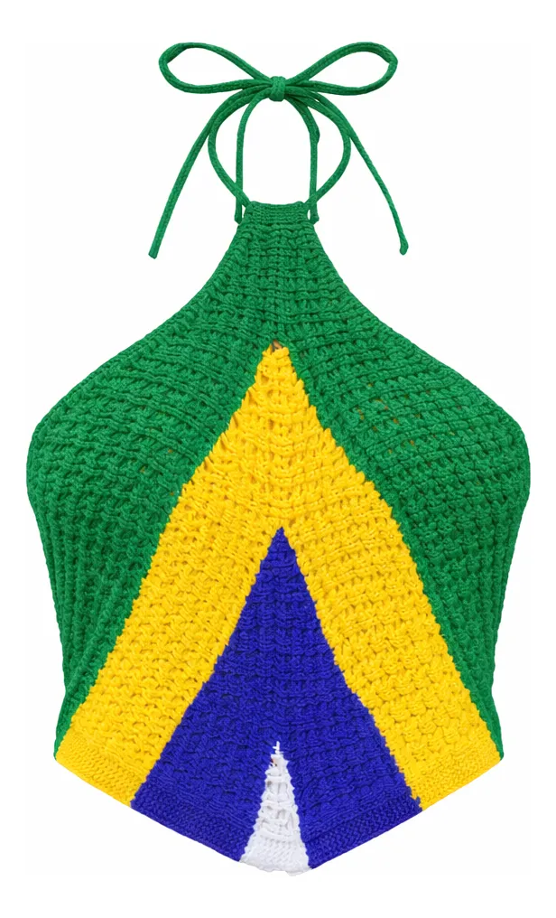 Cropped Brasil Copa Mundo Tricô Croche feminina