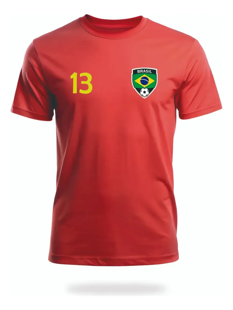 Camiseta Masculina Vermelha Brasil Estampa 13 LOGO brasil