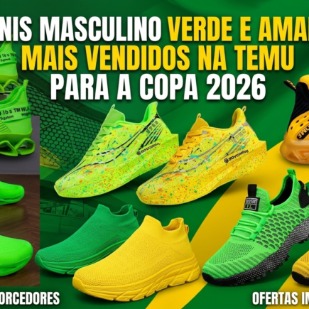 Tênis Masculino Verde e Amarelo Mais Vendidos na TEMU