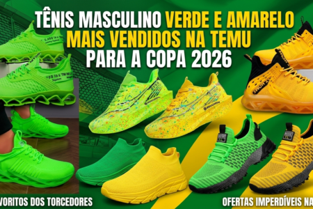 Tênis Masculino Verde e Amarelo Mais Vendidos na TEMU